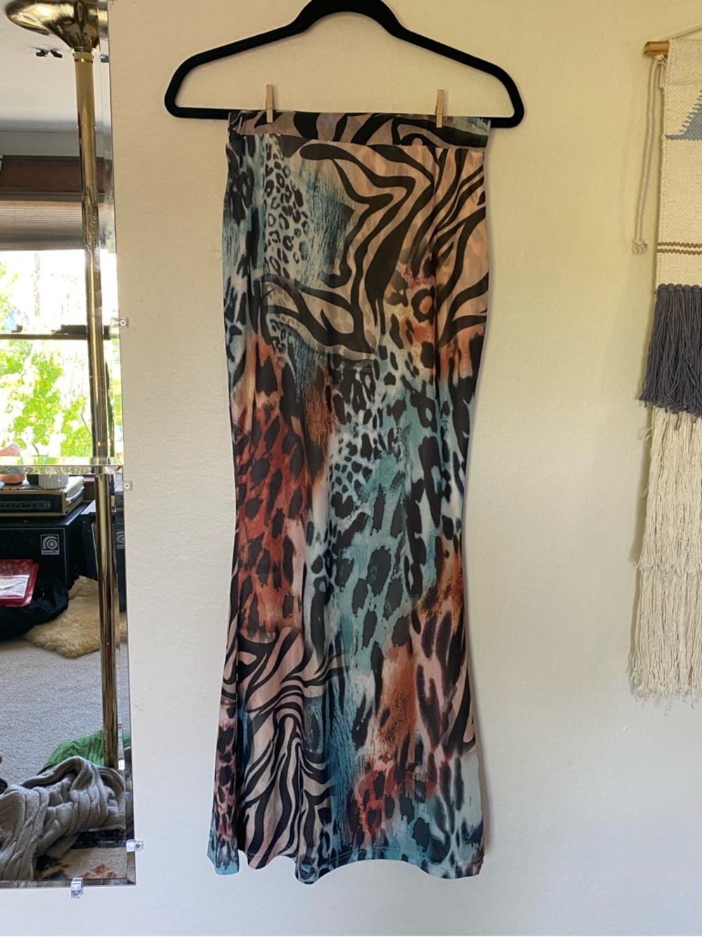 Nwt Mesh Animal print maxi skirt